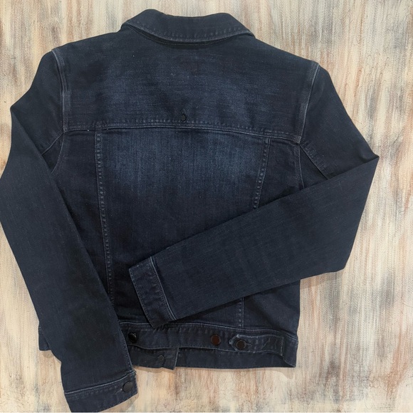 LIVERPOOL Jeans Company Dark Blue Denim Jacket Slightly Cropped Size Medium Moto - Picture 4 of 6